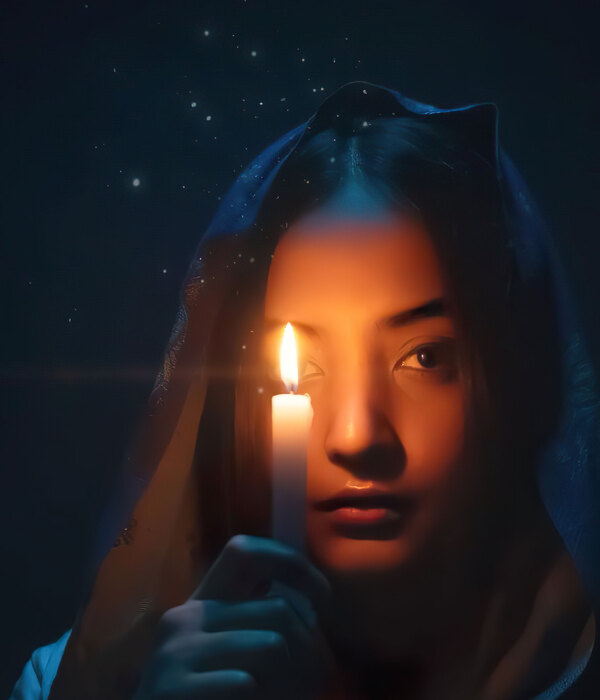 Girl With A Candle In The Dark